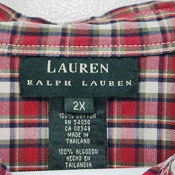 Lauren Ralph Lauren Red Plaid Button Down Shirt - Picture 3 of 8